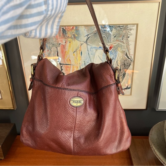 FOSSIL Fold over Crossbody/Shoulder bag preloved Vintage Leather - Picture 10 of 16